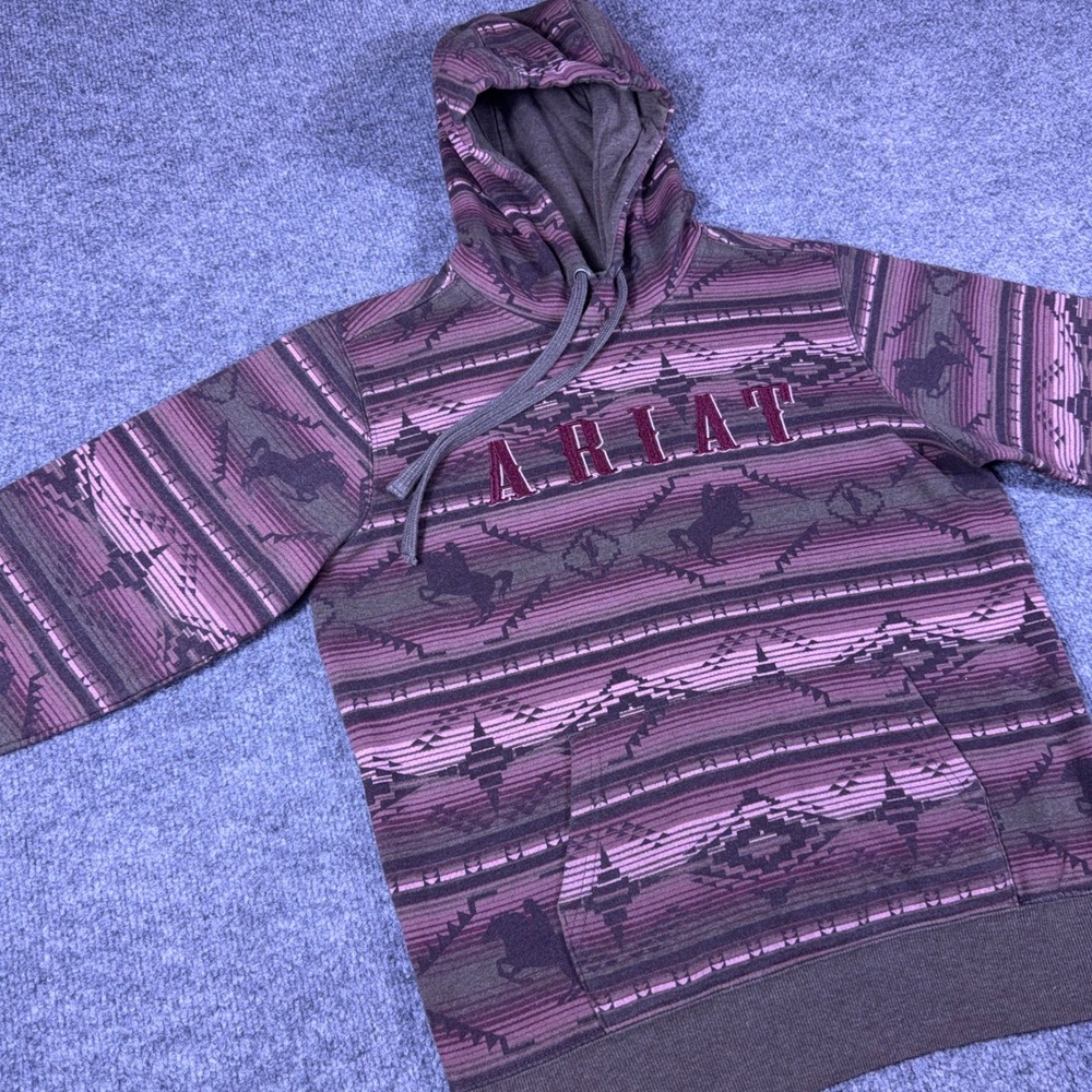 Ariat R.E.A.L. Hoodie Womens Purple Southwestern Horse Print Azteca Small